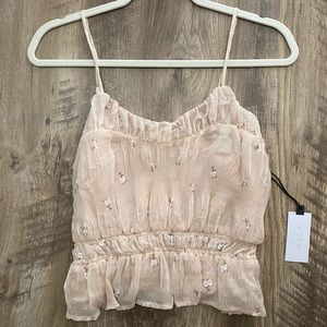 NWT ASTR The Label Spaghetti Strap Cream Floral Top